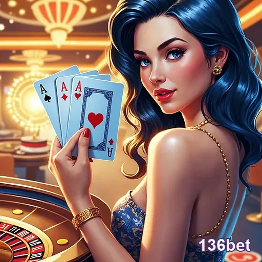 Imagem de um cassino online com o logotipo 136bet, promovendo jogos de azar e apostas, disponível no site 136bet.